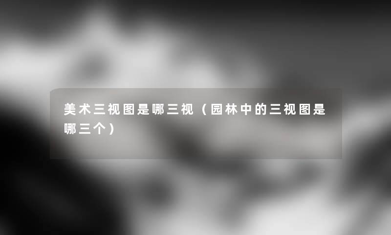 美术三视图是哪三视（园林中的三视图是哪三个）