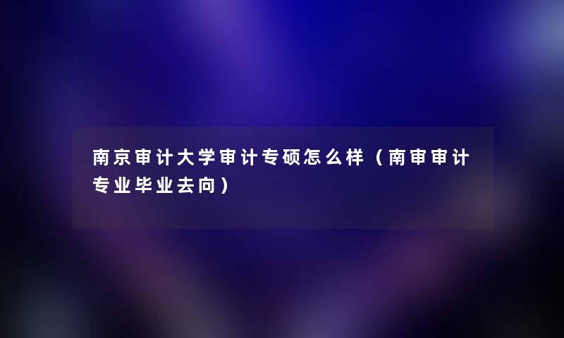 南京审计大学审计专硕怎么样（南审审计专业毕业去向）