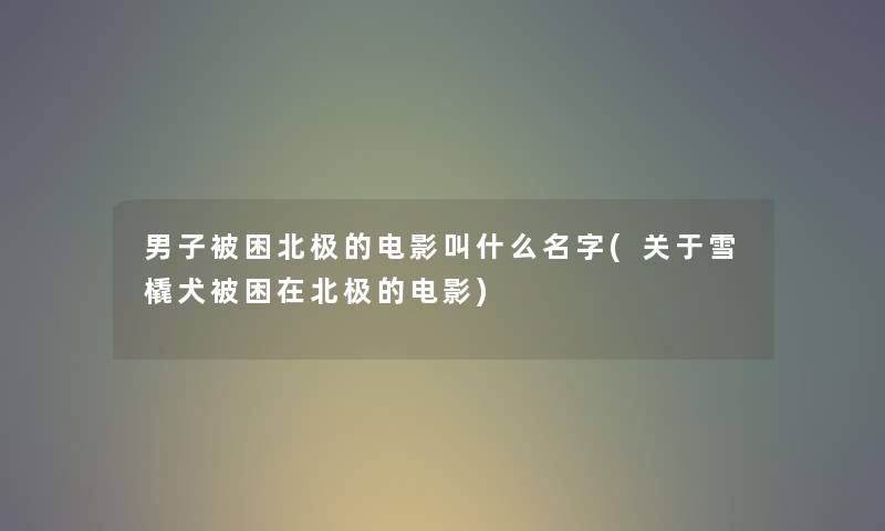 男子被困北极的电影叫什么名字(关于雪橇犬被困在北极的电影)