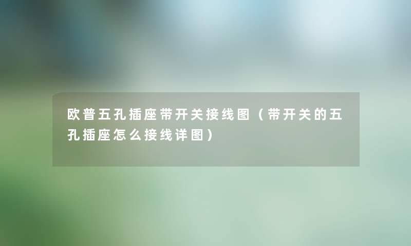欧普五孔插座带开关接线图(带开关的五孔插座怎么接线详图) 欧普五孔插座带开关接线图(带开关的五孔插座怎么接线详图)
