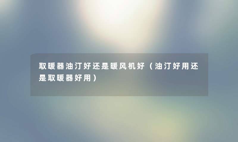 取暖器油汀好还是暖风机好（油汀好用还是取暖器好用）