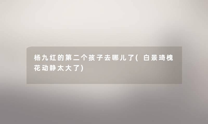杨九红的第二个孩子去哪儿了(白景琦槐花动静太大了) 杨九红的第二个孩子去哪儿了(白景琦槐花动静太大了)