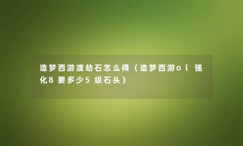 造梦西游渡劫石怎么得(造梦西游ol强化8要多少5级石头) 造梦西游渡劫石怎么得(造梦西游ol强化8要多少5级石头)