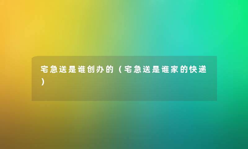 宅急送是谁创办的（宅急送是谁家的快递）